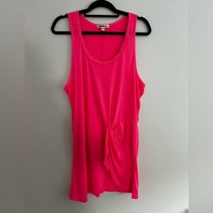 Miken Swim Neon Pink Beach Cover Up Dress Size L Twist Front Sleeveless